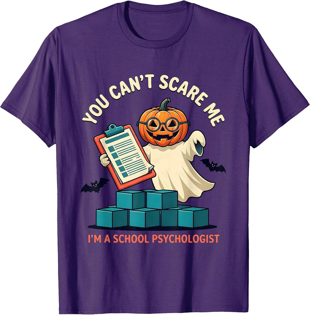 You Can't Scare Me I'm a School Psychologist Halloween T-Shirt - Purple