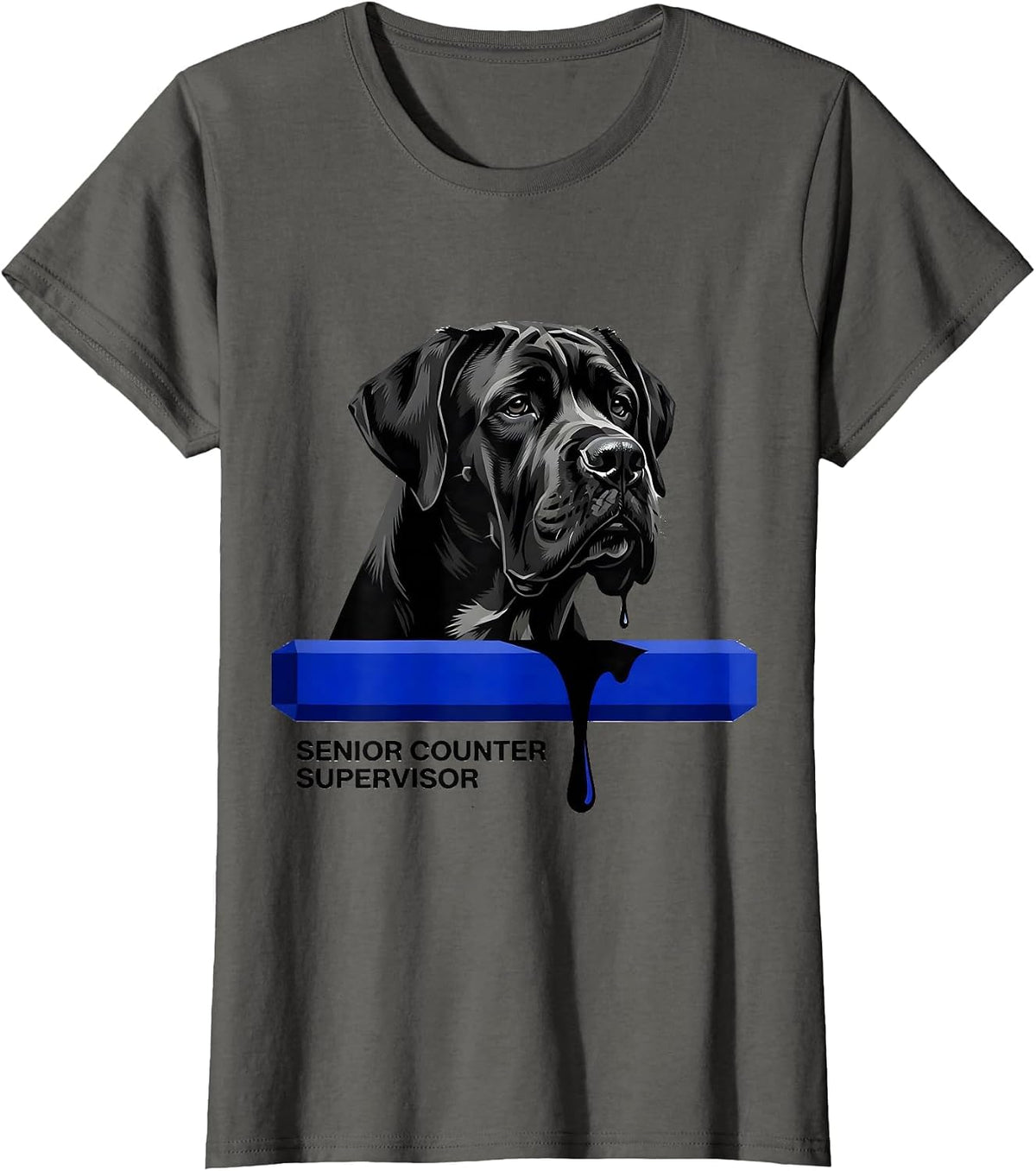 Women's Senior Counter Supervisor Funny Great Dane Dog Owner Breed T-Shirt - Asphalt Grey