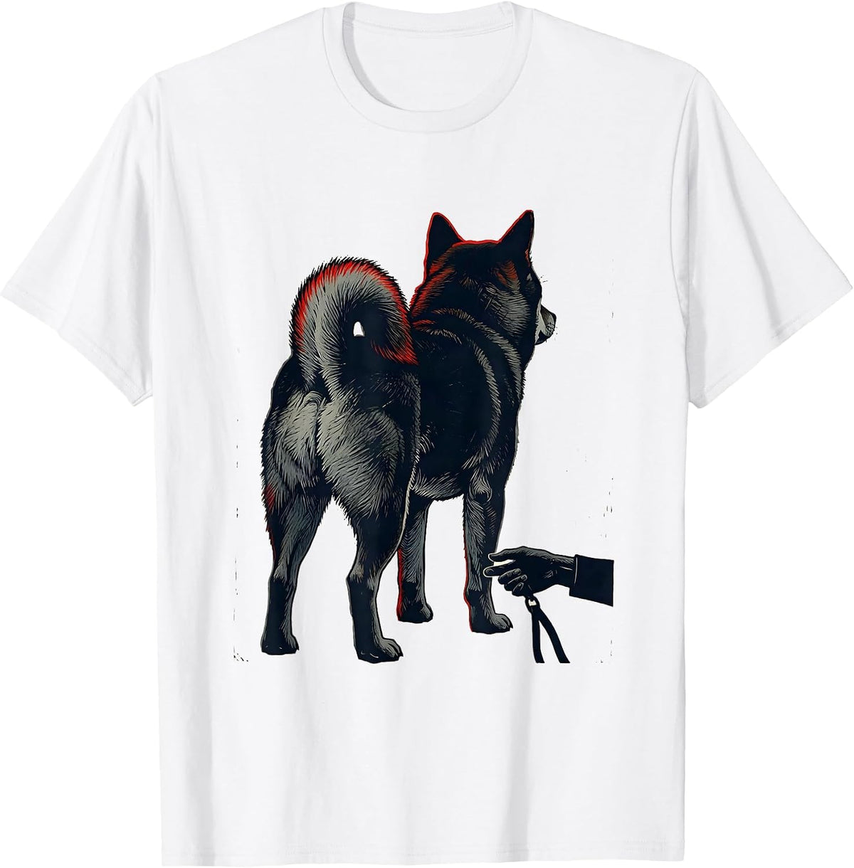 Men's Shiba Inu Linocut Funny Dog Lover Gift T-Shirt - White