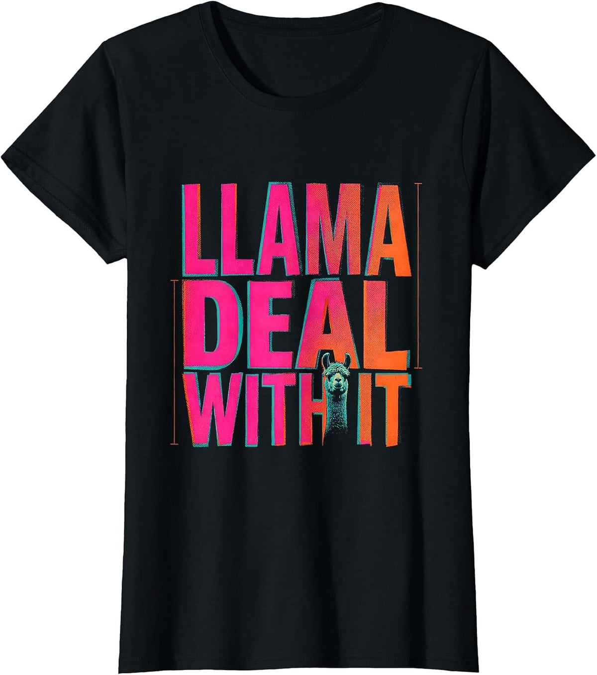 Llama Deal With It Funny Alpaca Animal Lover Humor T-Shirt - Black