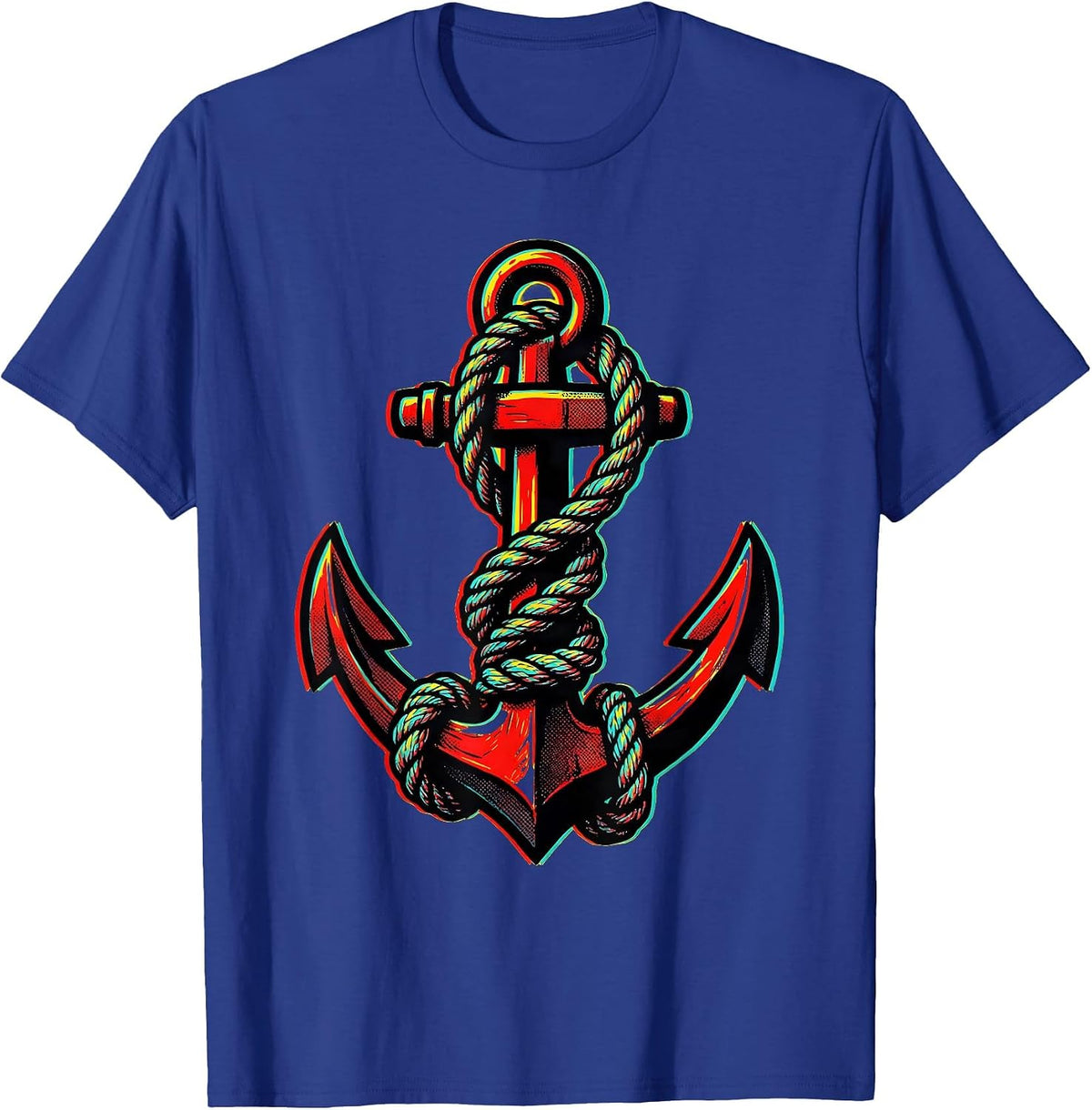 Men's Anchor Rope Knot Nautical Illustration T-Shirt - Royal Blue