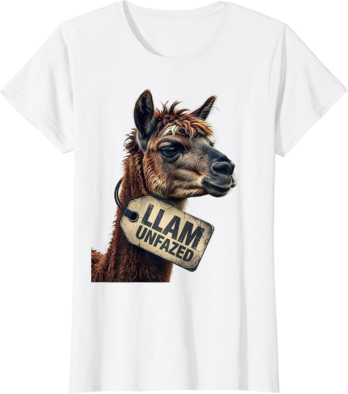 Llam Unfazed Distressed Funny Llama Alpaca Humor Gift T-Shirt - White