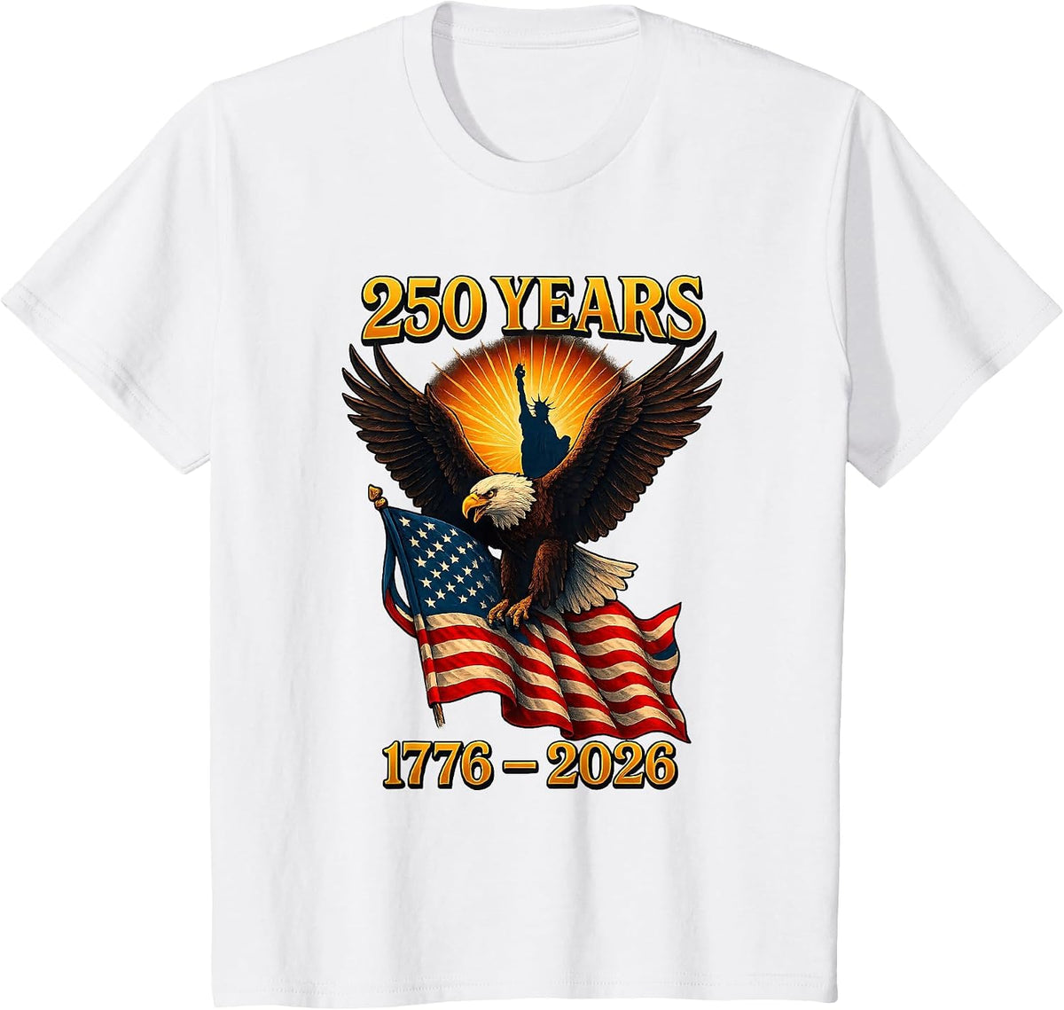 American 250 Years Retro Eagle USA Patriotic 1776 to 2026 T-Shirt - White