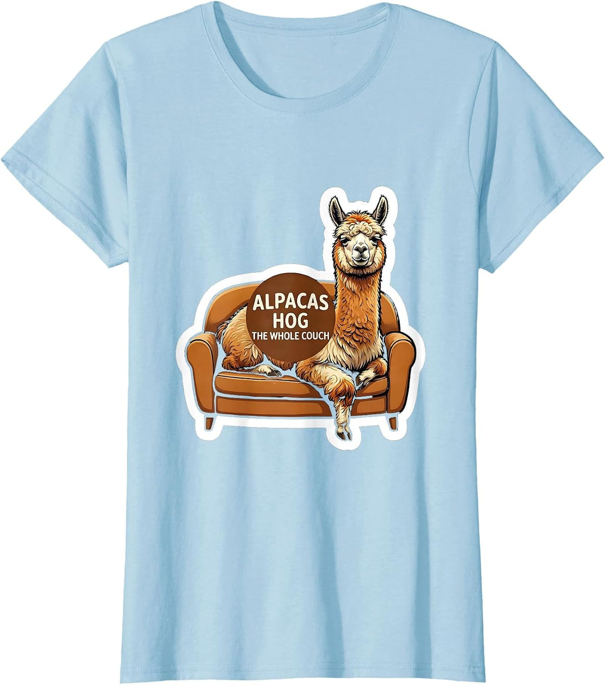 Women's Alpacas Hog The Whole Couch Funny Alpaca Lover Animal Humor T-Shirt - Baby Blue