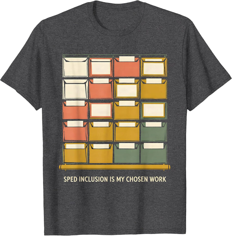 Men's SPED Inclusion Is My Chosen Work Inspirational Teacher T-Shirt - Dark Heather Grey