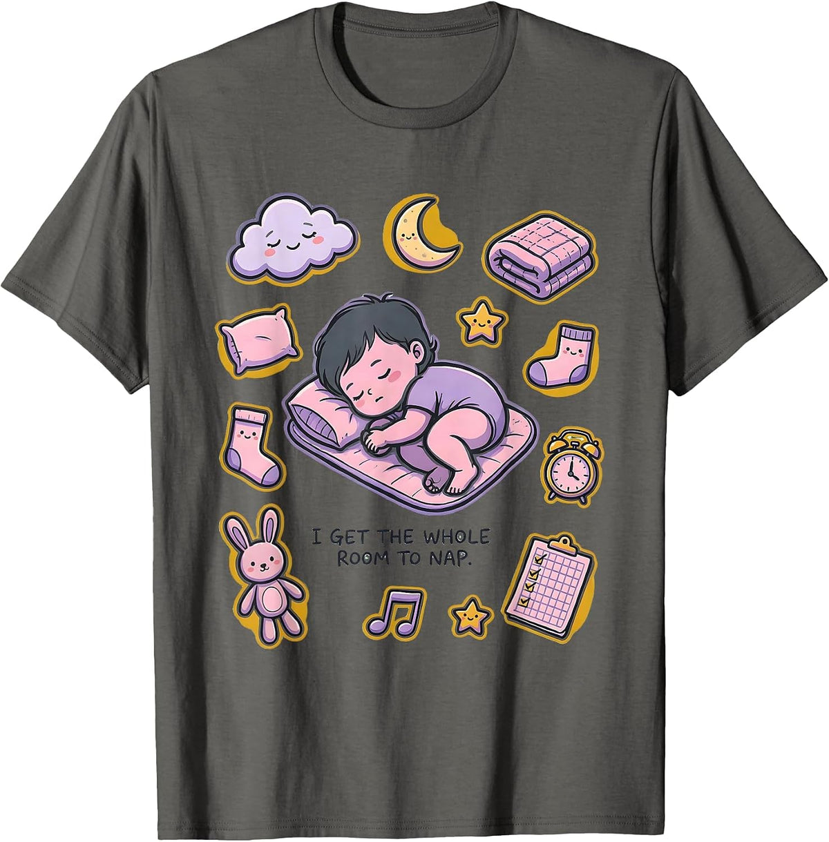 I Get The Whole Room To Nap Funny Childcare Provider Daycare T-Shirt - Asphalt Grey
