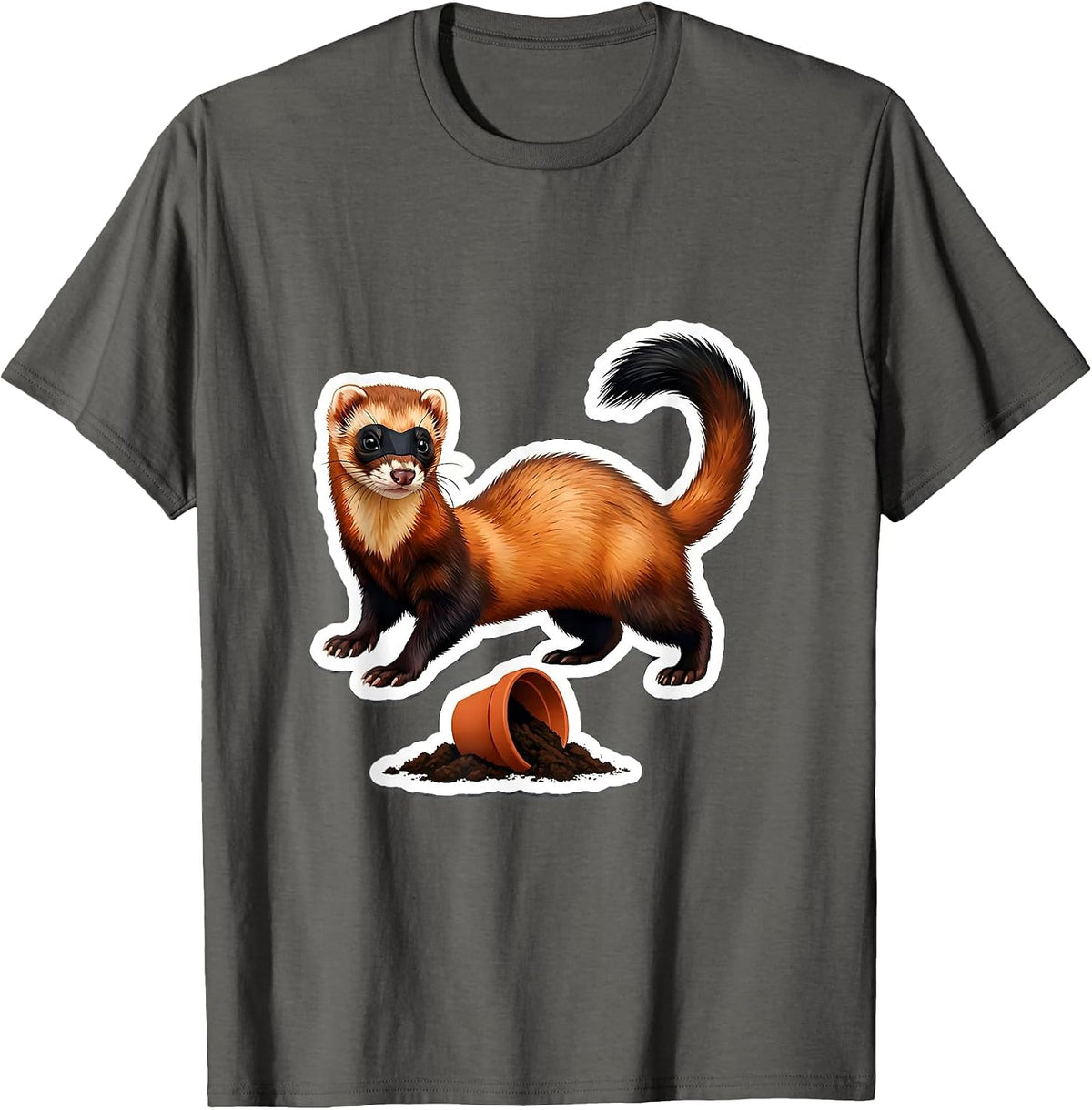 Ferret War Dance Funny Ferret Lover Gift T-Shirt - Asphalt Grey