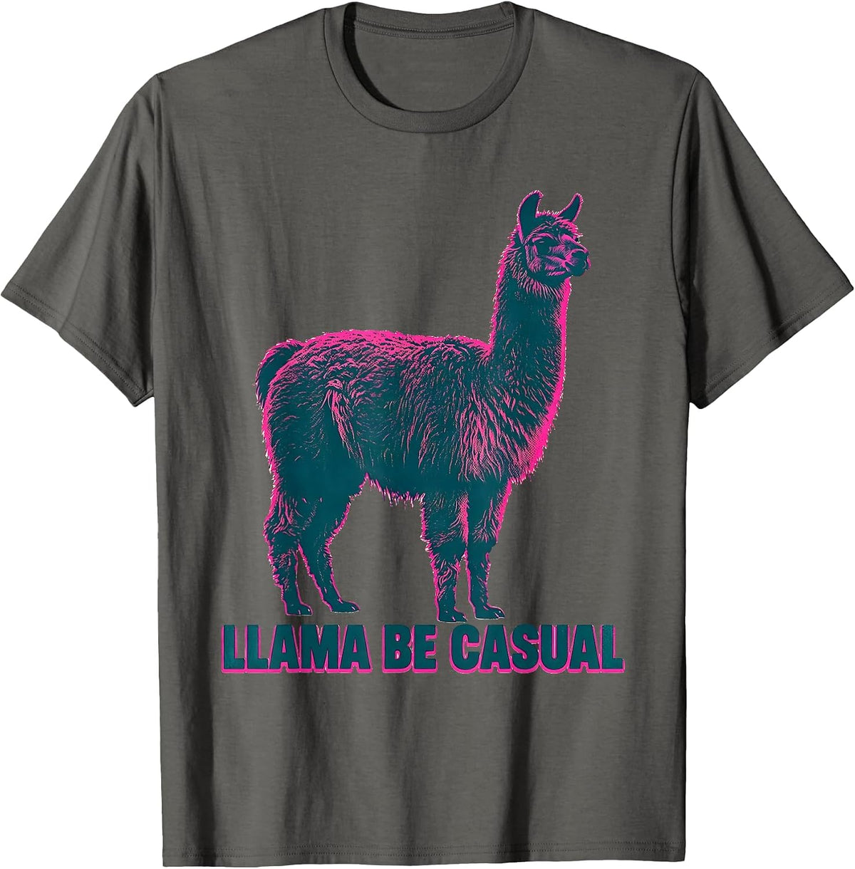 Llama Be Casual Funny Alpaca Novelty Humor Animal Lover Gift T-Shirt - Asphalt Grey