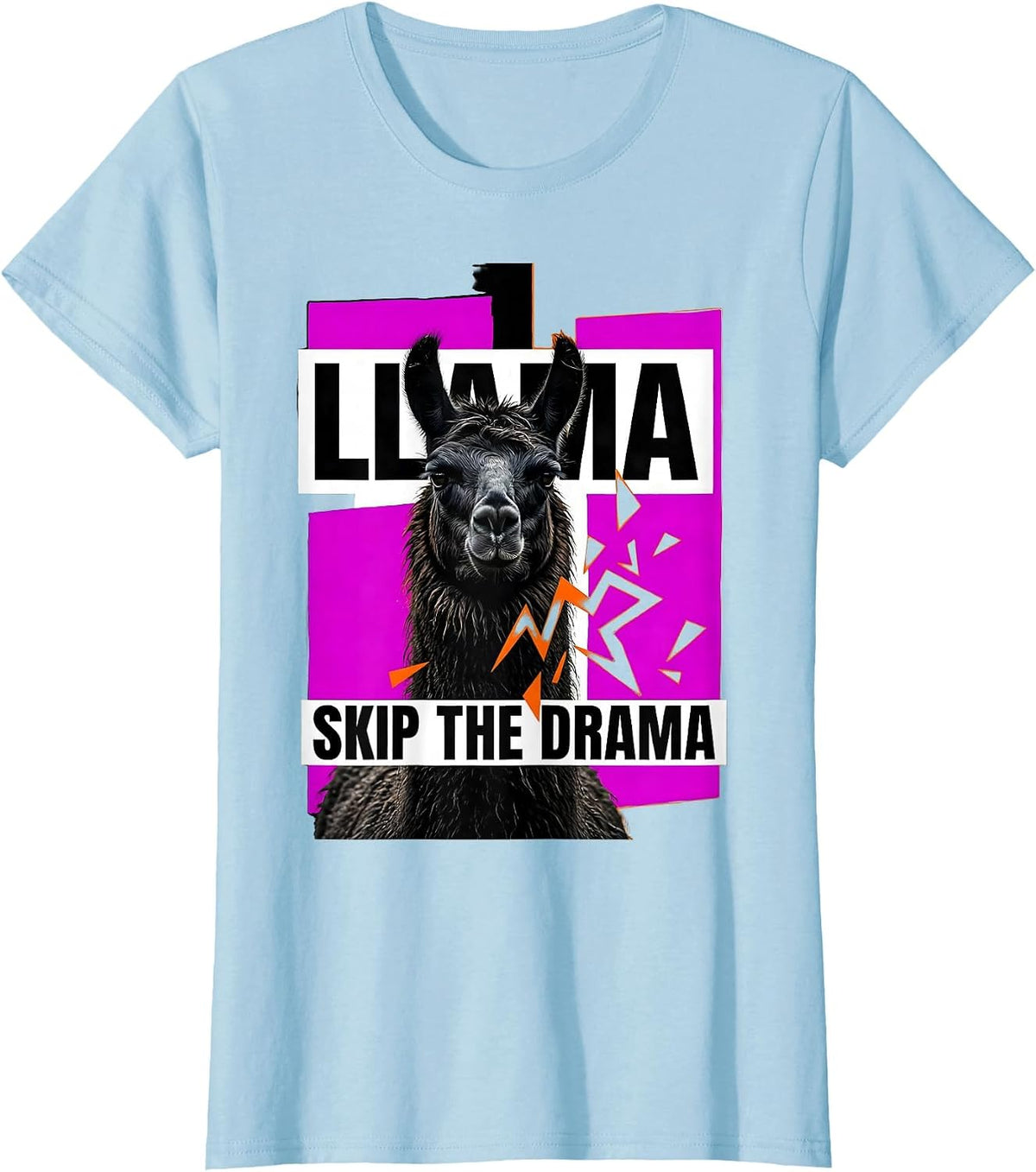 Women's Llama Skip The Drama Funny Llama Alpaca Lover Gift T-Shirt - Baby Blue