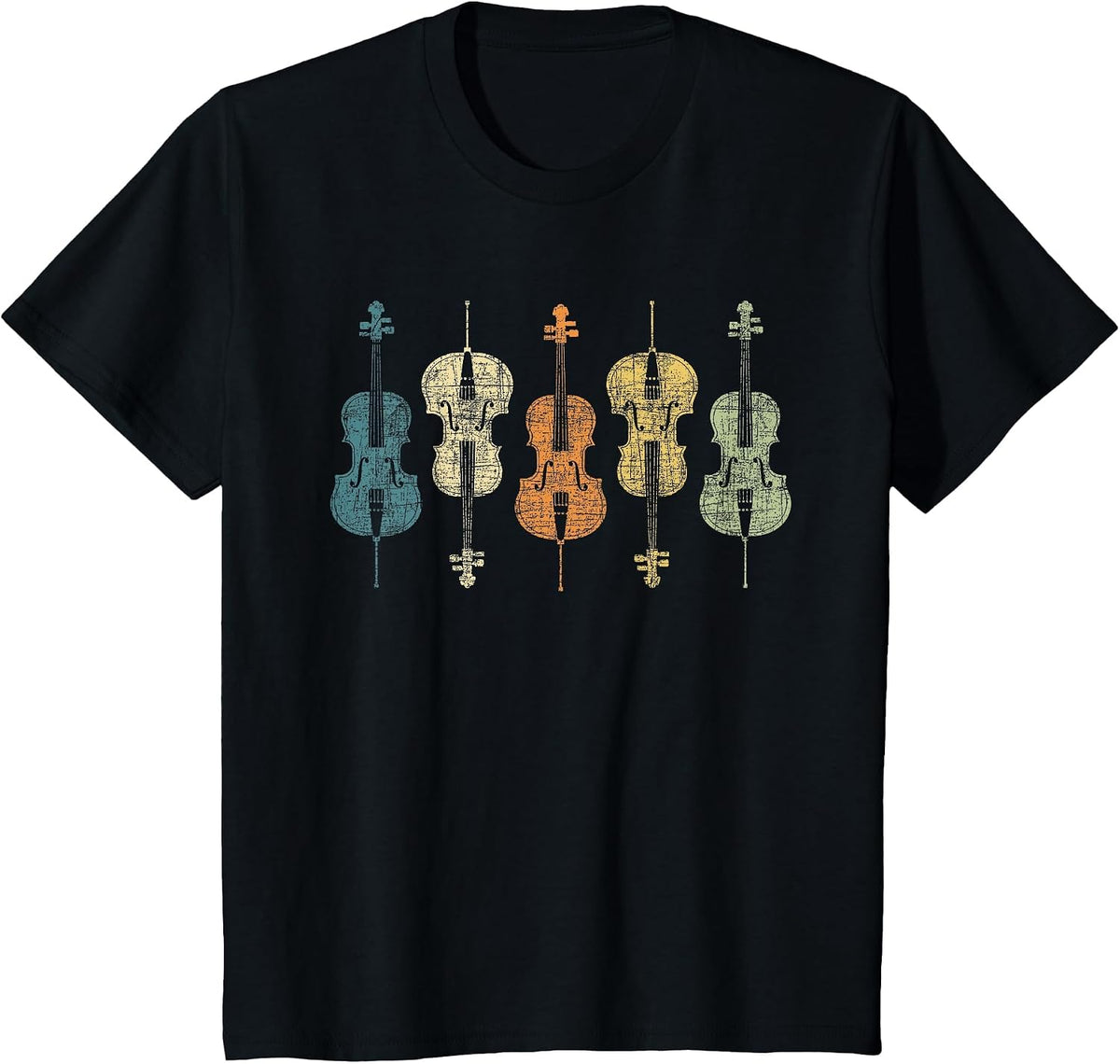 Retro Vintage Cello Player Cellist Musician Classical Music T-Shirt - Black