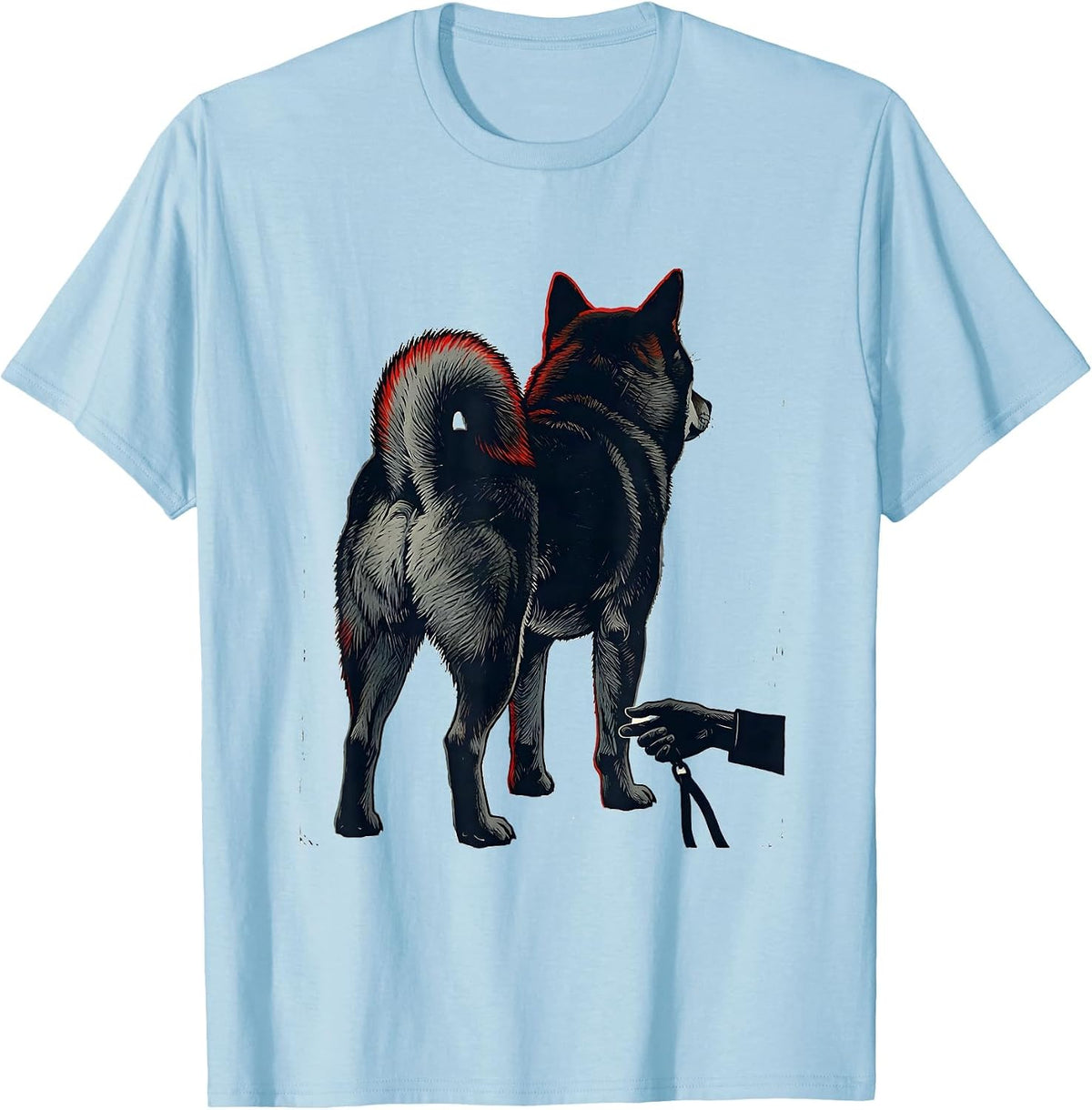 Men's Shiba Inu Linocut Funny Dog Lover Gift T-Shirt - Baby Blue