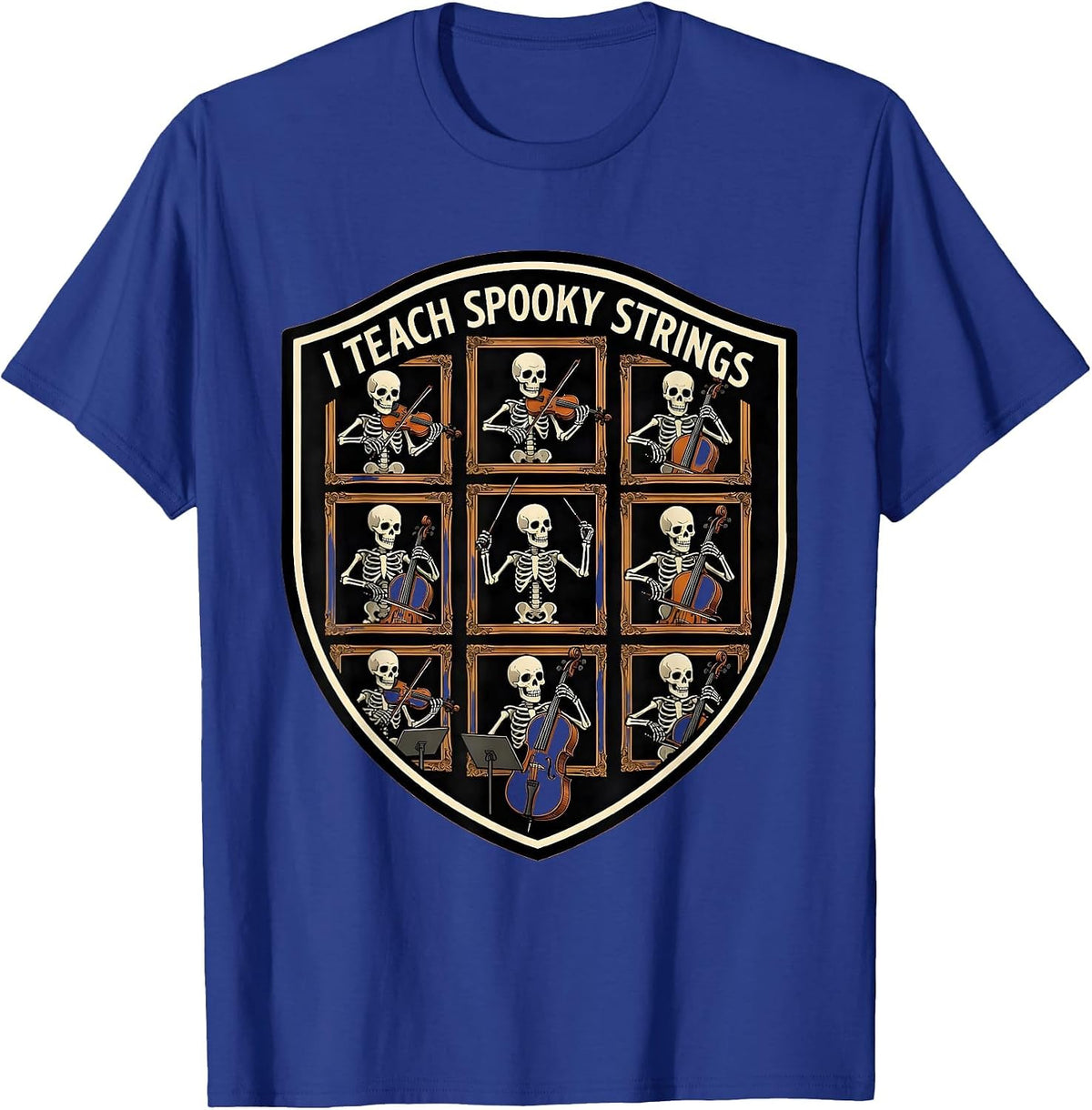 Men's I Teach Spooky Strings Funny Music Teacher Halloween Ghost T-Shirt - Royal Blue