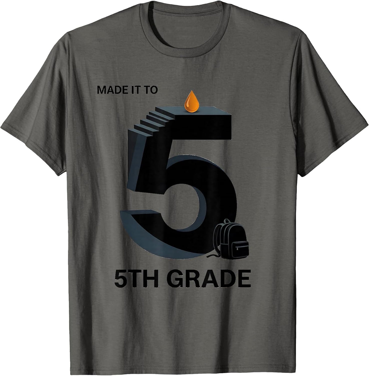 Men's Made It To 5th Grade Groovy Back To School First Day of T-Shirt - Asphalt Grey