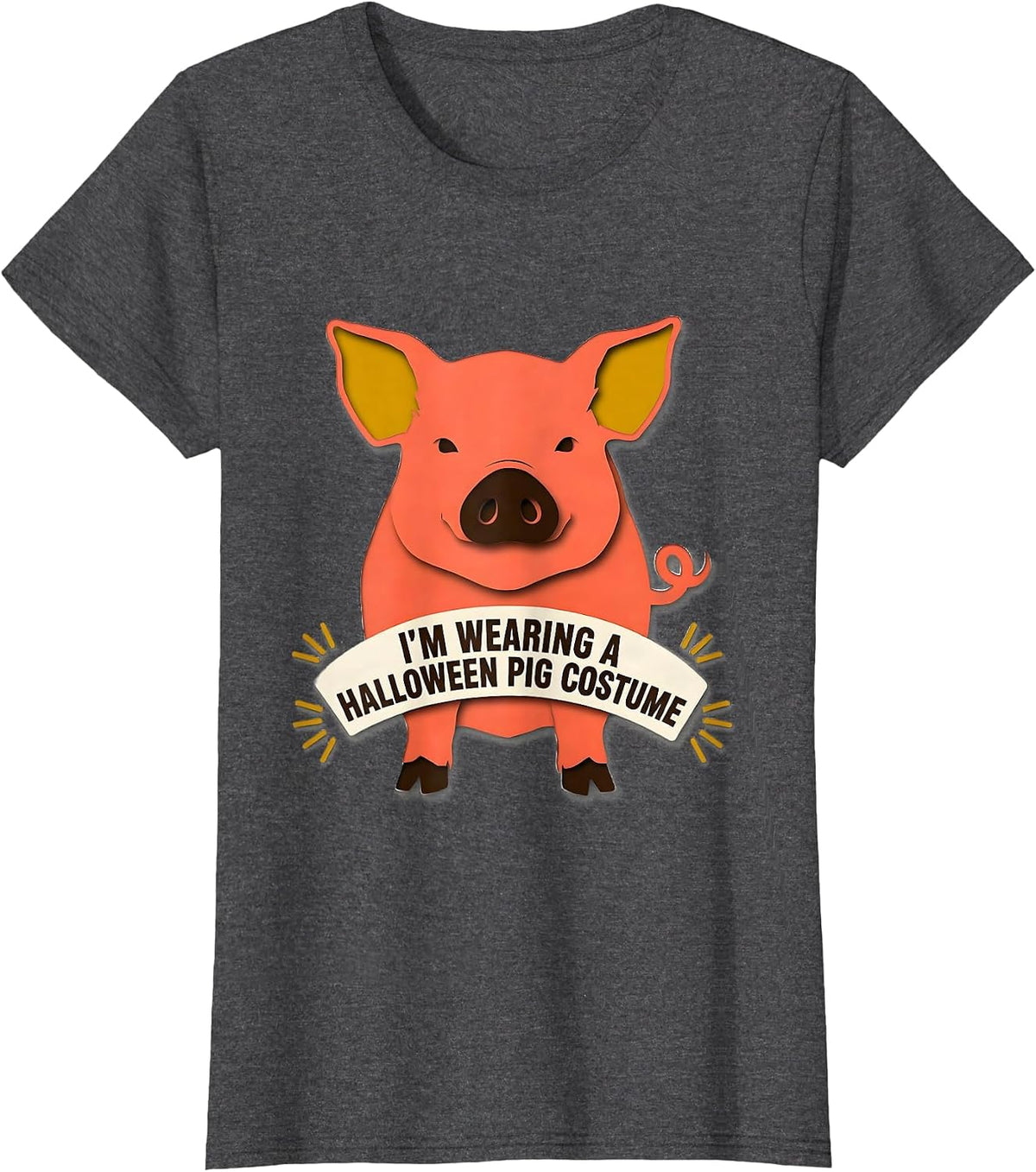 Women's I’m Wearing A Halloween Pig Costume Funny Pig Lover T-Shirt - Dark Heather Grey