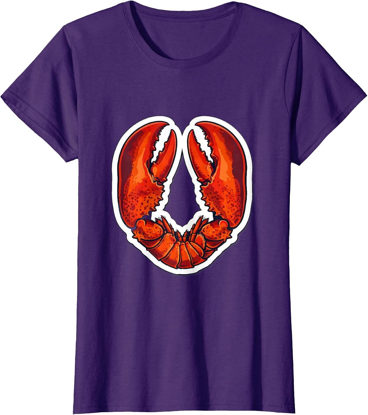Women's Crossed Lobster Claws Graphic Design T-Shirt - Purple