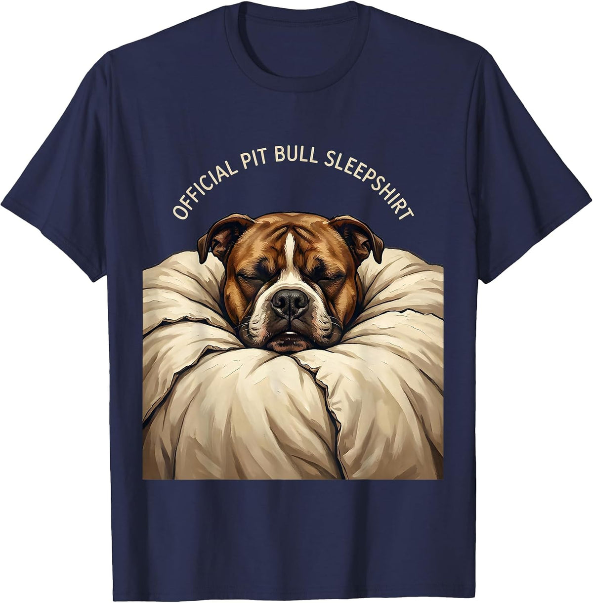 Official Pit Bull Sleepshirt Cute Dog Owner Novelty T-Shirt - Navy Blue