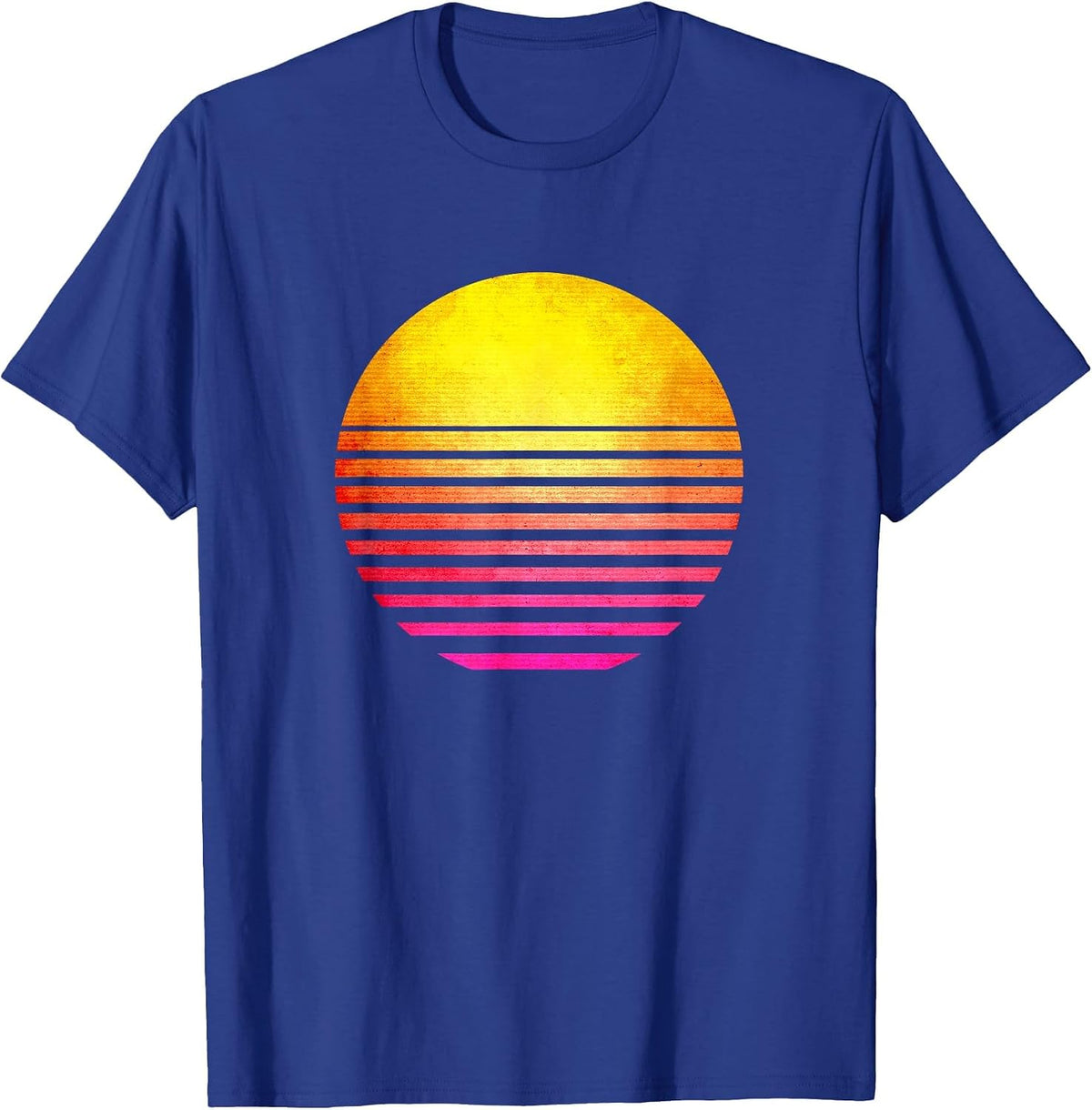 Retro Sun Outrun T-Shirt for Men Women, Gym Workout tee - Royal Blue