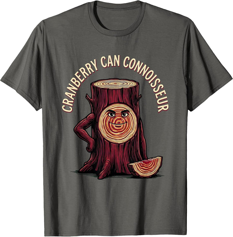Cranberry Can Connoisseur Funny Thanksgiving Canned T-Shirt - Asphalt Grey