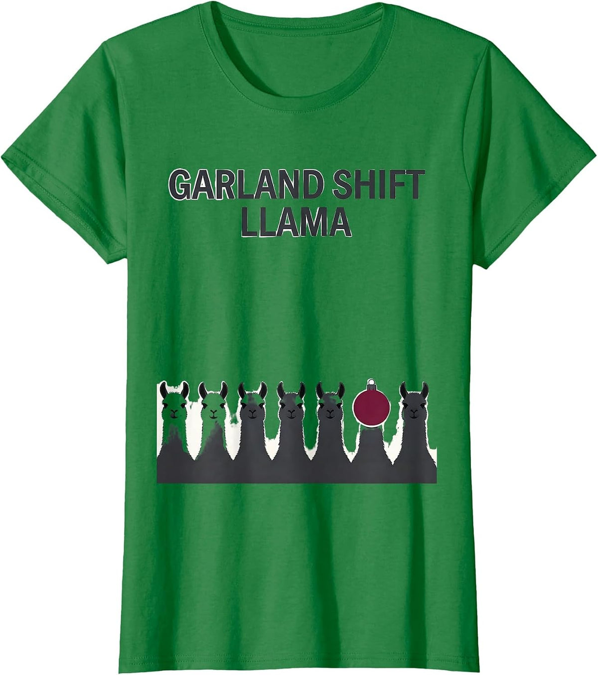 Garland Shift Llama Funny Llama Christmas Animal Lover Gift T-Shirt - Kelly Green