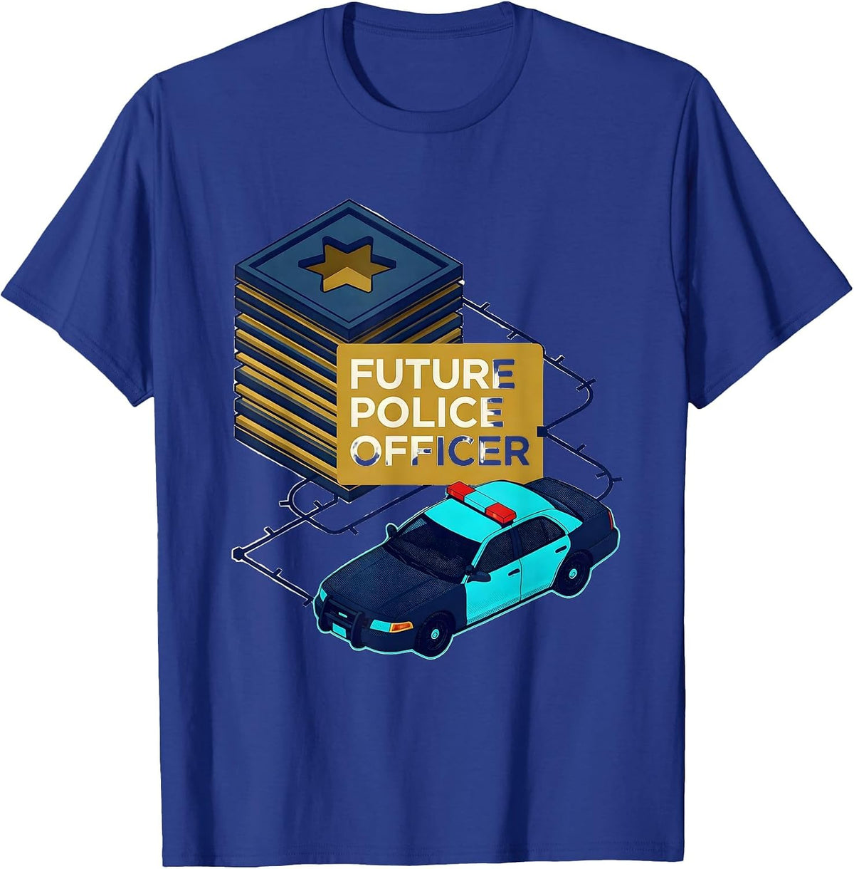 Men's Future Police Officer Playful Kids Role Identity Birthday T-Shirt - Royal Blue