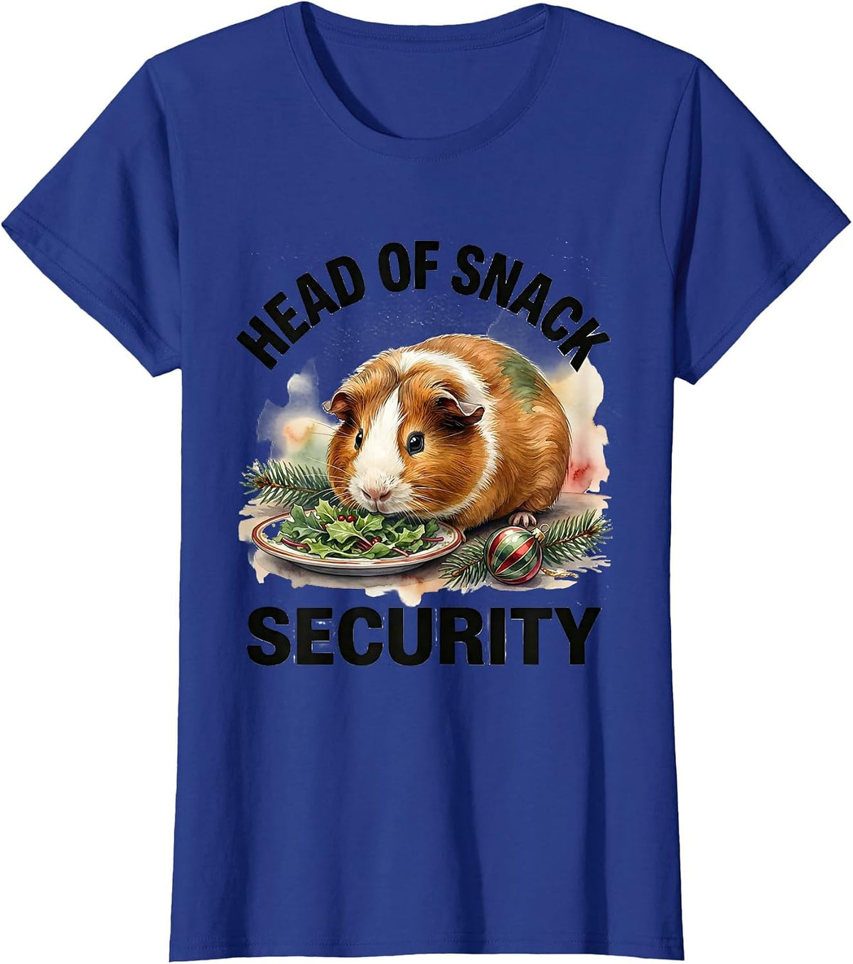 Women's Head of Snack Security Funny Guinea Pig Christmas Pet Lover T-Shirt - Royal Blue