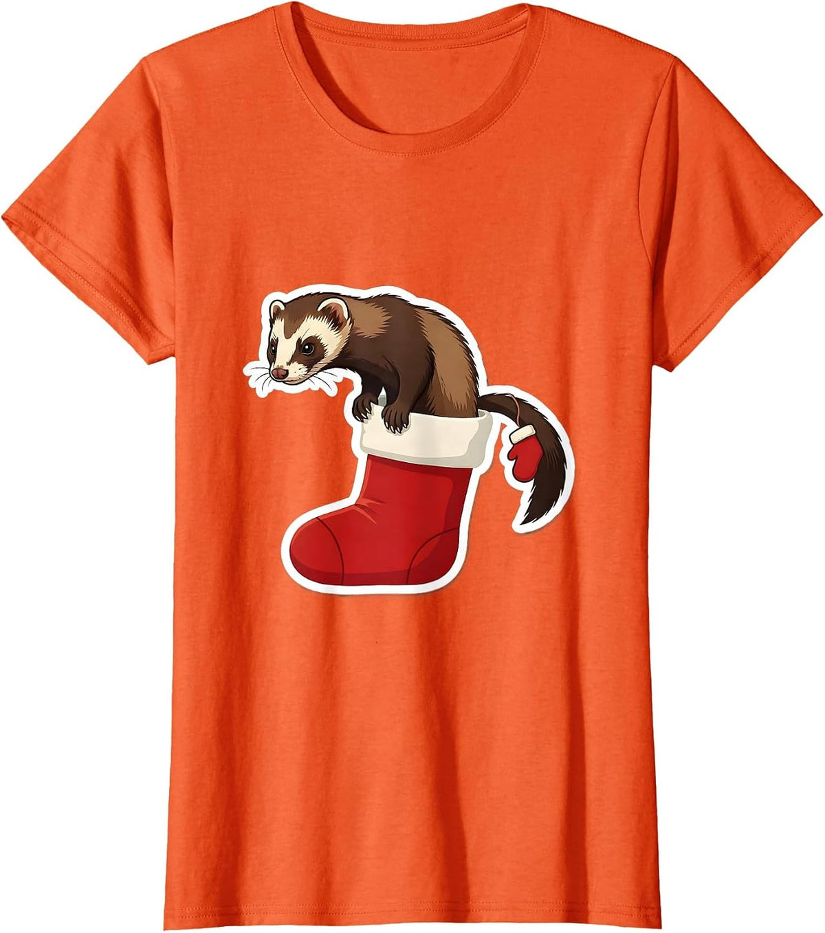 Masked Ferret Holiday Stocking Funny Ferret Lover Gift T-Shirt - Orange