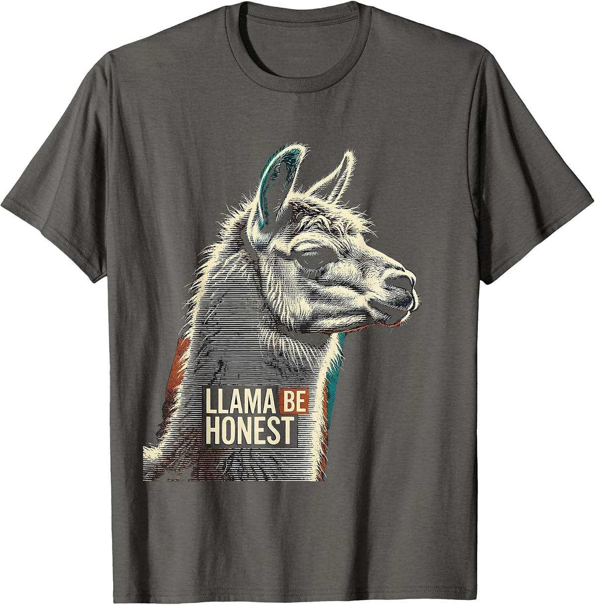 Men's Llama Be Honest Funny Llama Lover Animal Humor T-Shirt - Asphalt Grey
