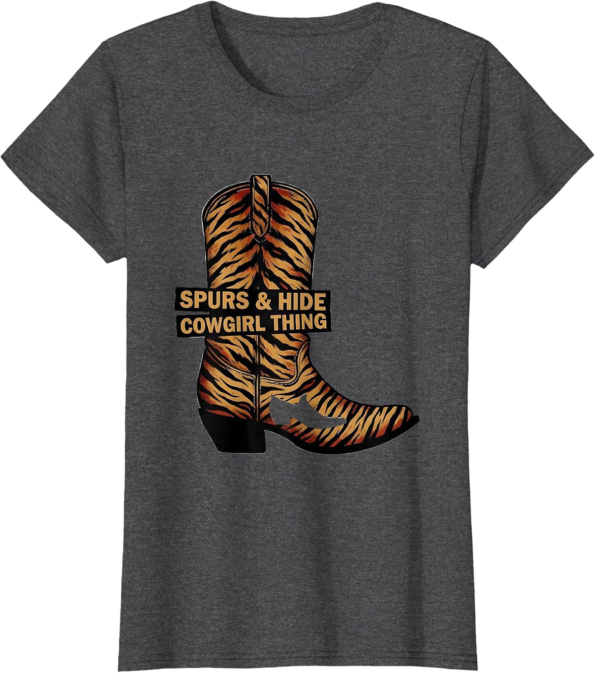 Women's Spurs & Hide Cowgirl Thing Western Rodeo Lifestyle Pride T-Shirt - Dark Heather Grey