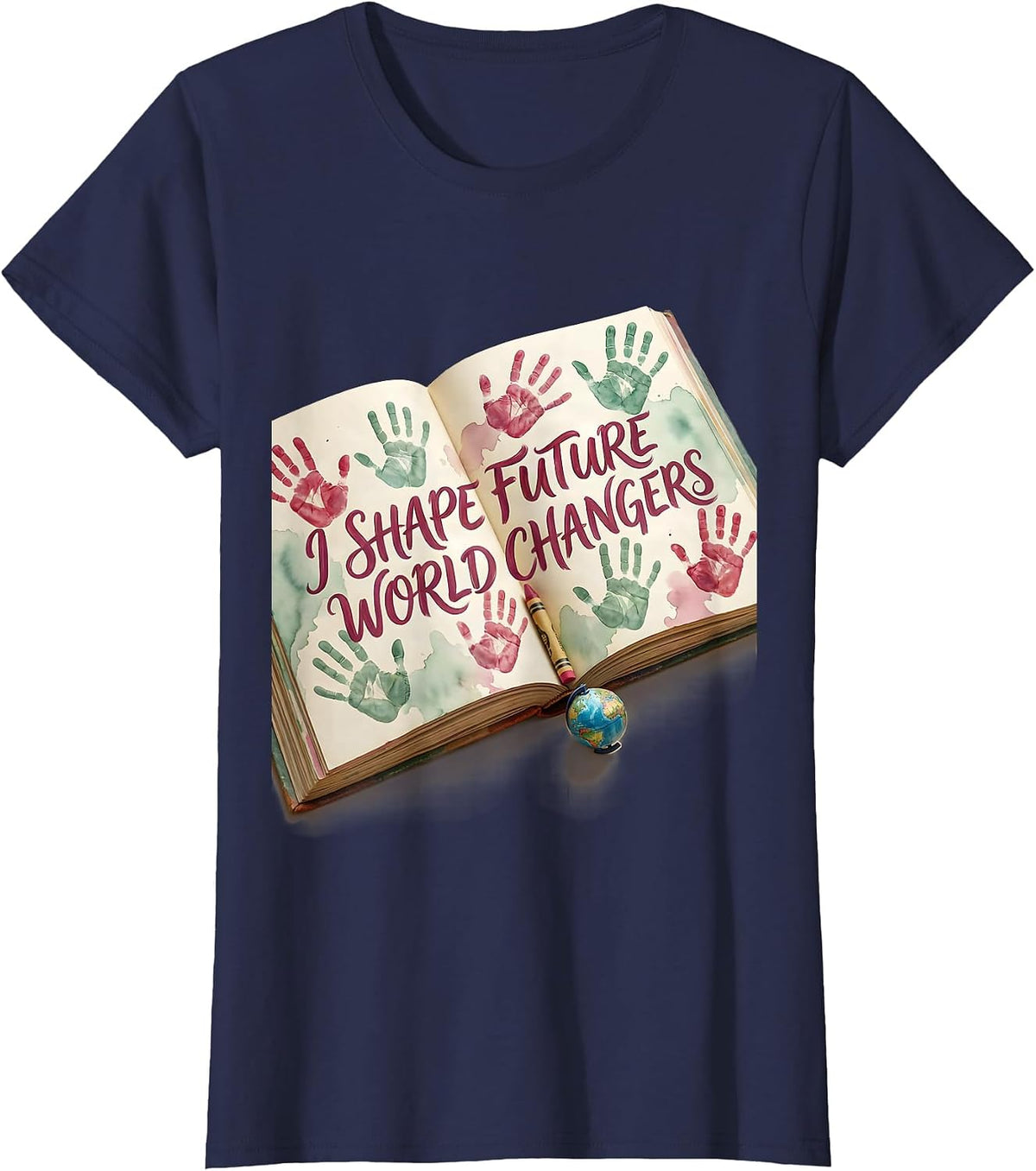 Women's I Shape Future World Changers PreK Teacher T-Shirt - Navy Blue