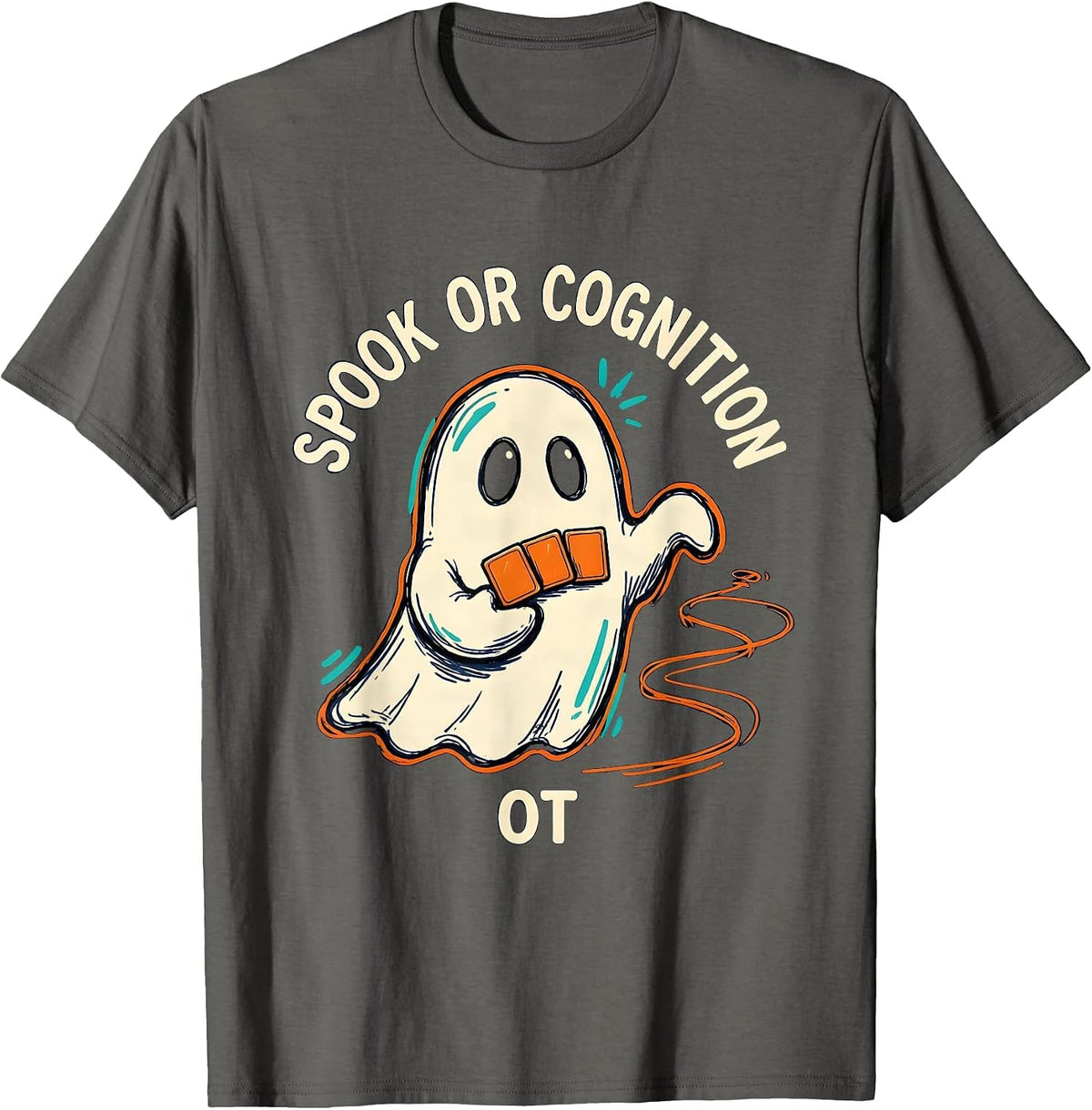 Spook Or Cognition OT Funny Occupational Therapy Halloween T-Shirt - Asphalt Grey