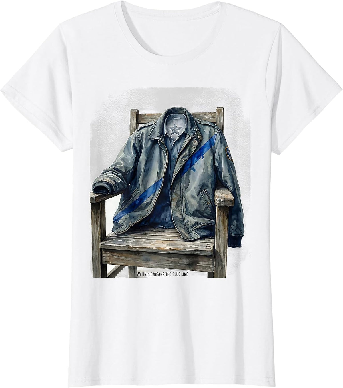 Women's My Uncle Wears The Blue Line Patriotic Thin Blue Line Police T-Shirt - White