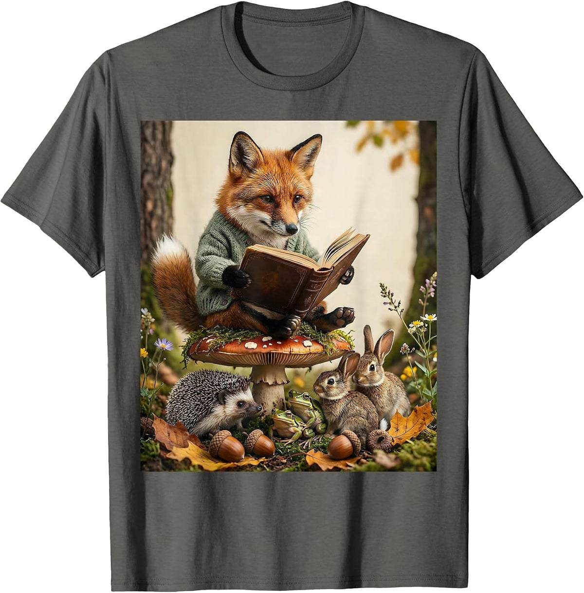 Preschool Teacher Reading to Children Illustration T-Shirt - Asphalt Grey