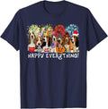 Happy Everything Bassett Hound Dog Seasons All Year Tree Lov T-Shirt - Navy Blue