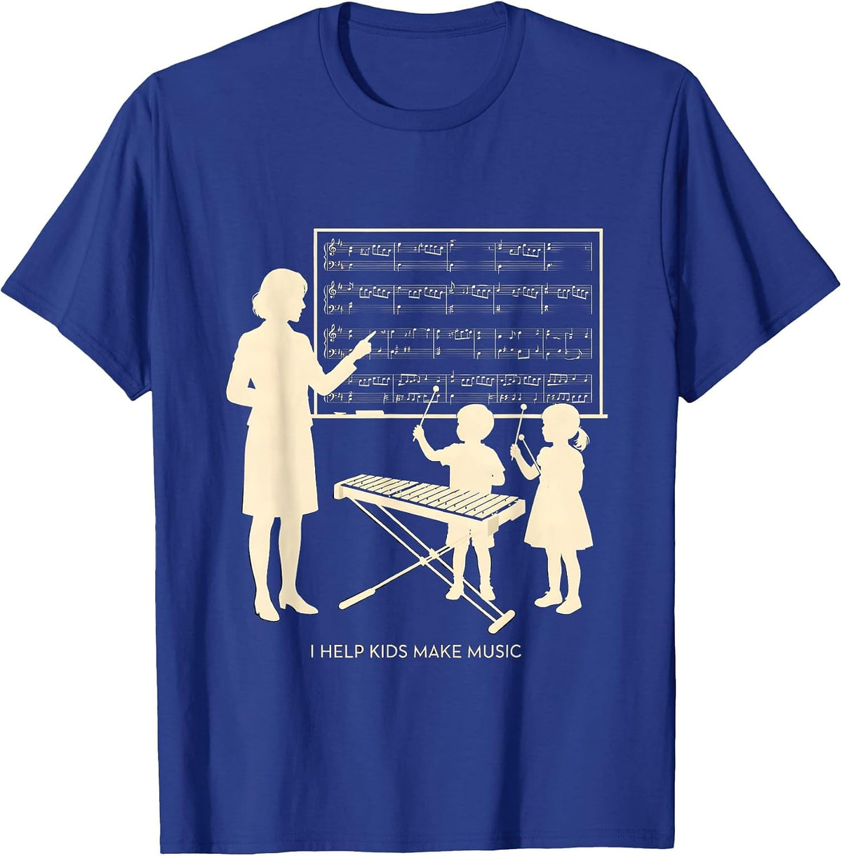 I Help Kids Make Music Cheerful Music Teacher Back To School T-Shirt - Royal Blue