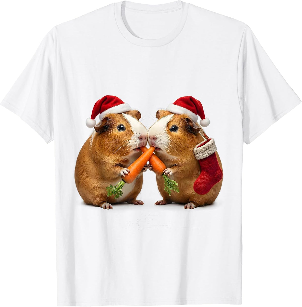Guinea Pig Santa Hat Christmas Pet Lover Humor T-Shirt - White