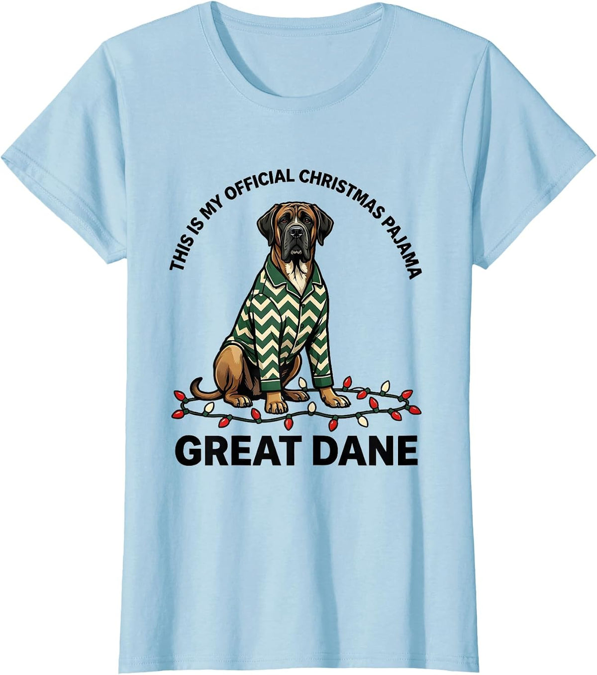 This Is My Official Christmas Pajama Great Dane Dog Lover T-Shirt - Baby Blue