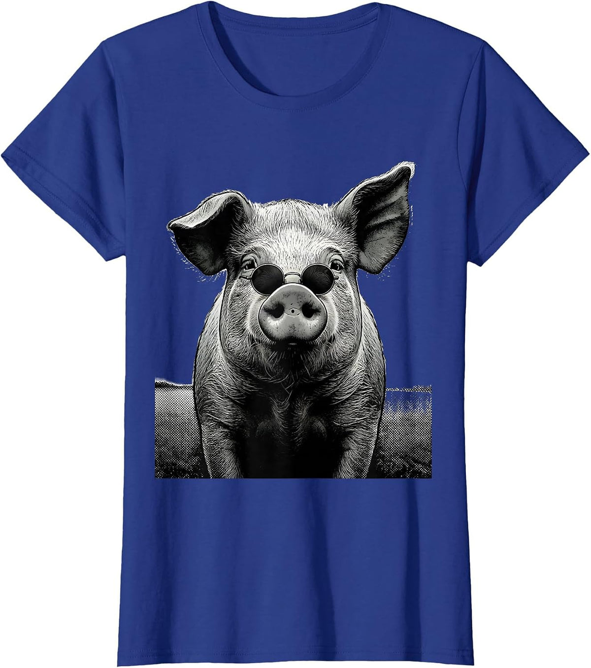 Women's Oversized Pig Head Funny Farm Animal Lover Gift T-Shirt - Royal Blue