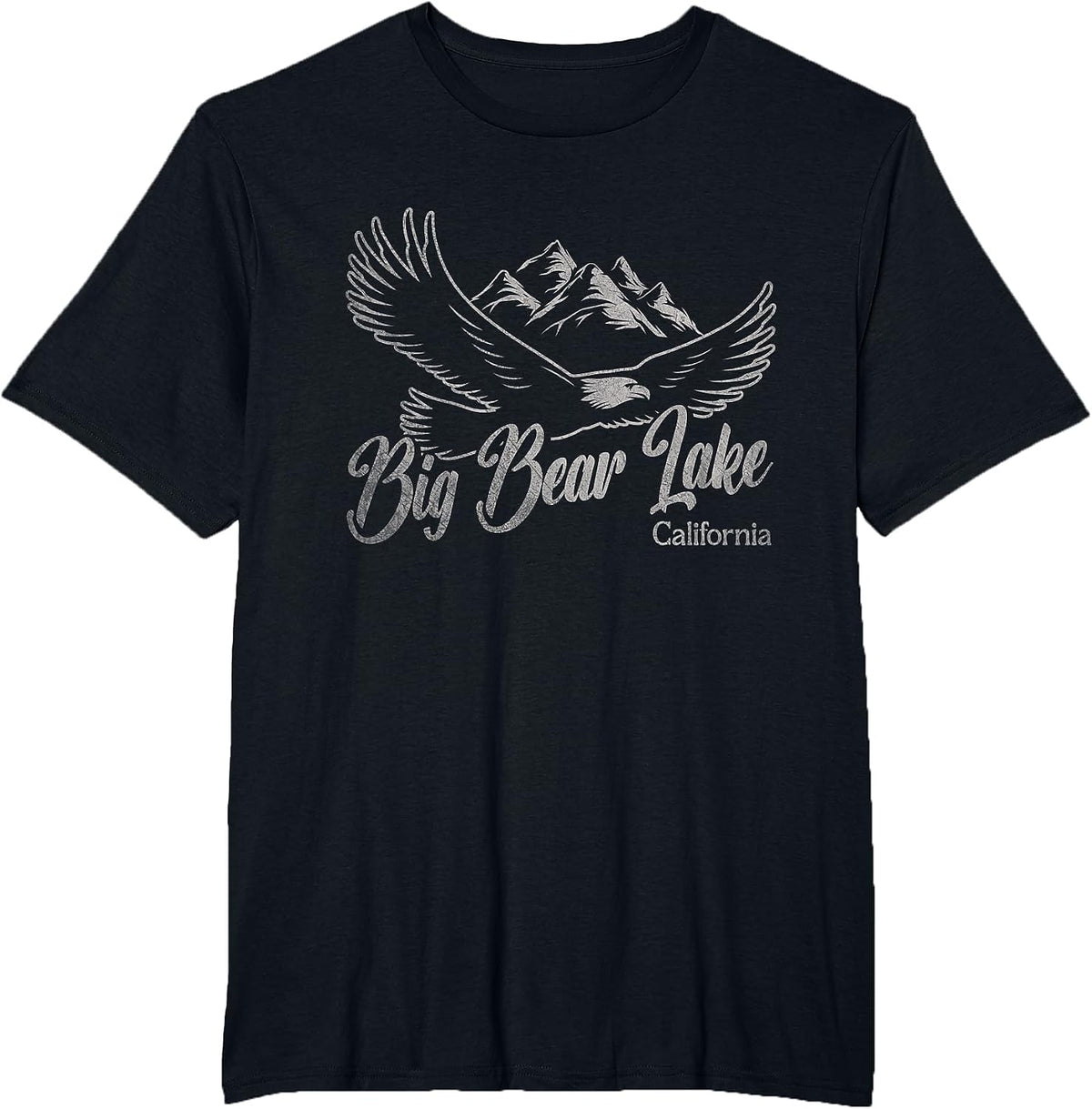 Vintage Big Bear Lake California Mountains Eagle T-Shirt - Black