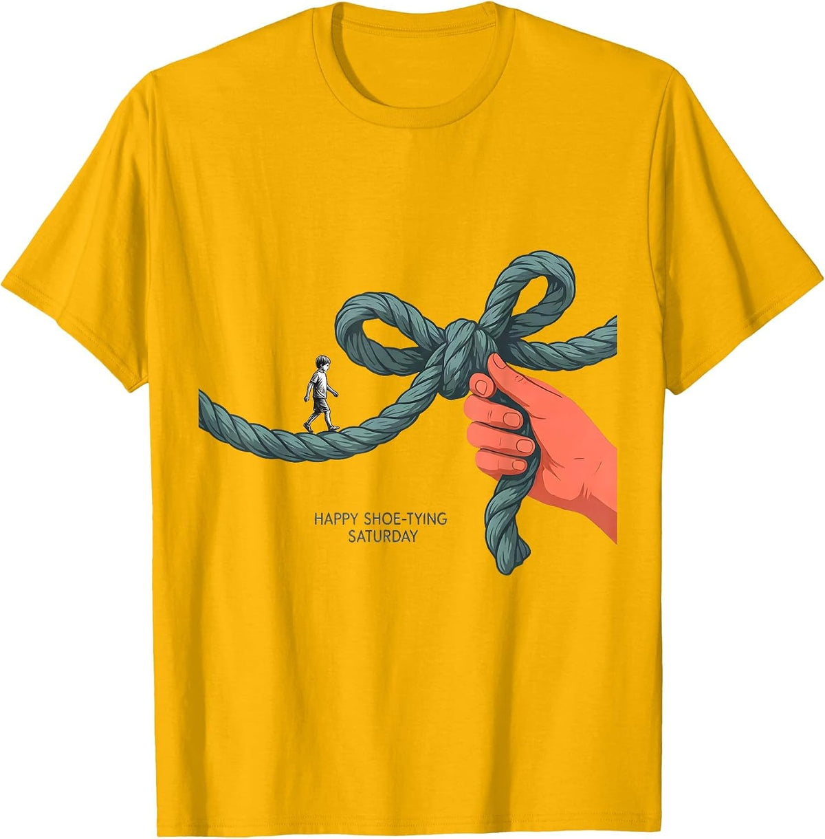 Men's Happy Shoe-Tying Saturday Occupational Therapy OT Assistant T-Shirt - Golden Yellow