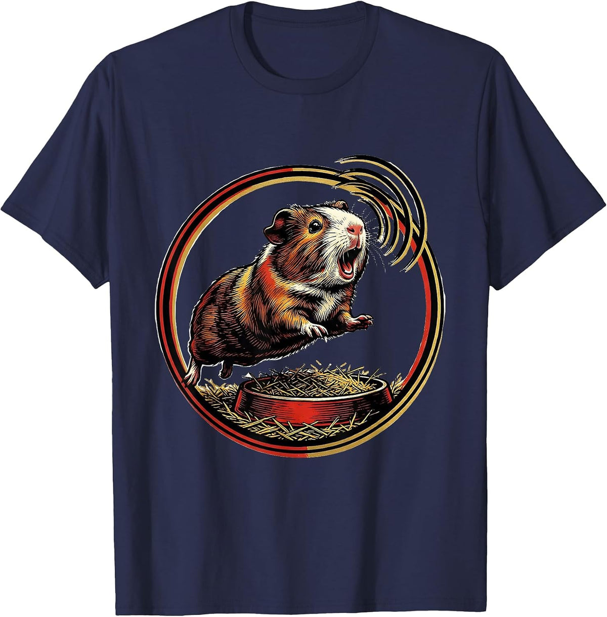 Men's Sealed Guinea Pig Badge Funny Pet Lover Gift T-Shirt - Navy Blue