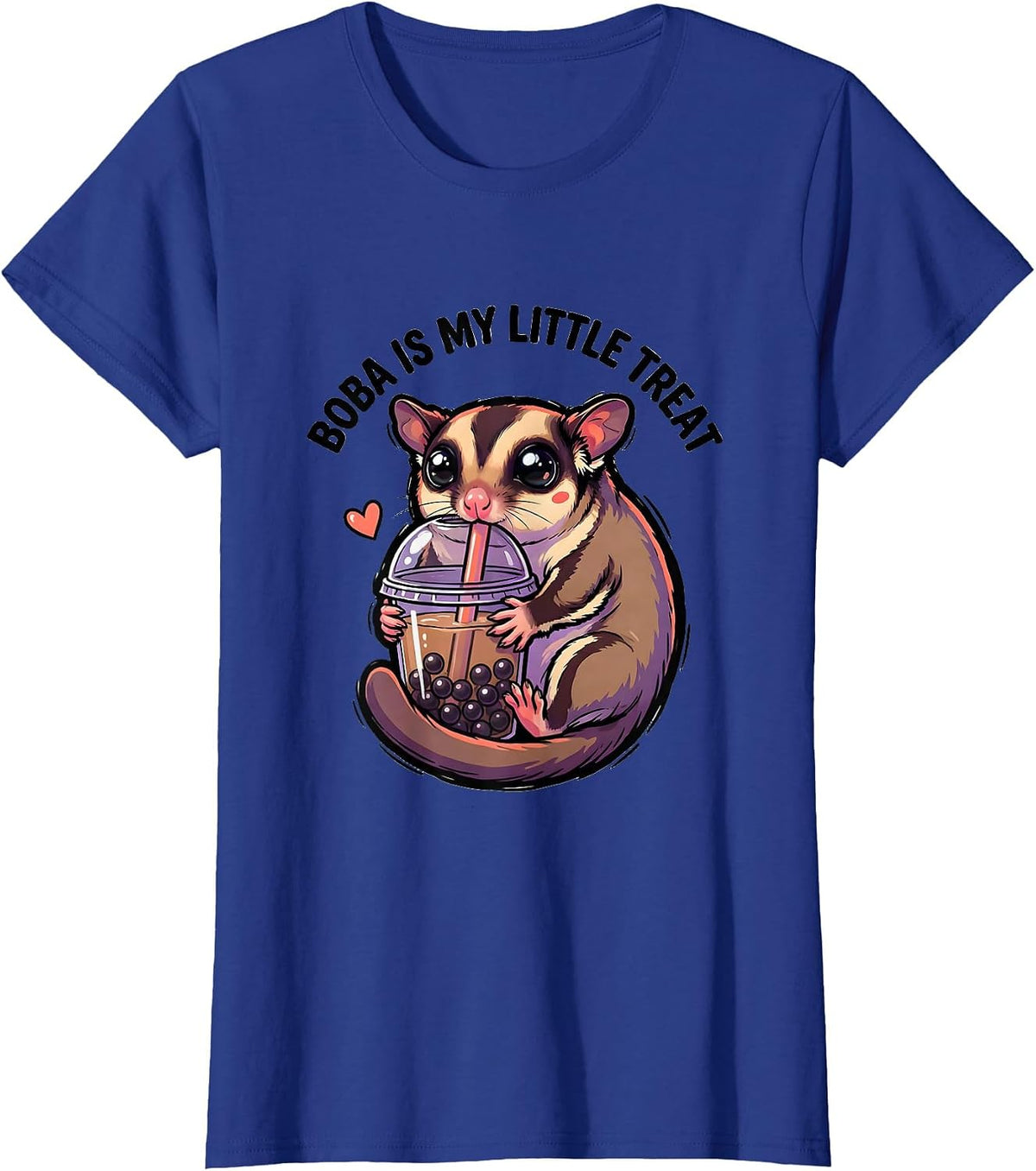 Women's Boba Is My Little Treat Cute Kawaii Sugar Glider Boba Tea T-Shirt - Royal Blue