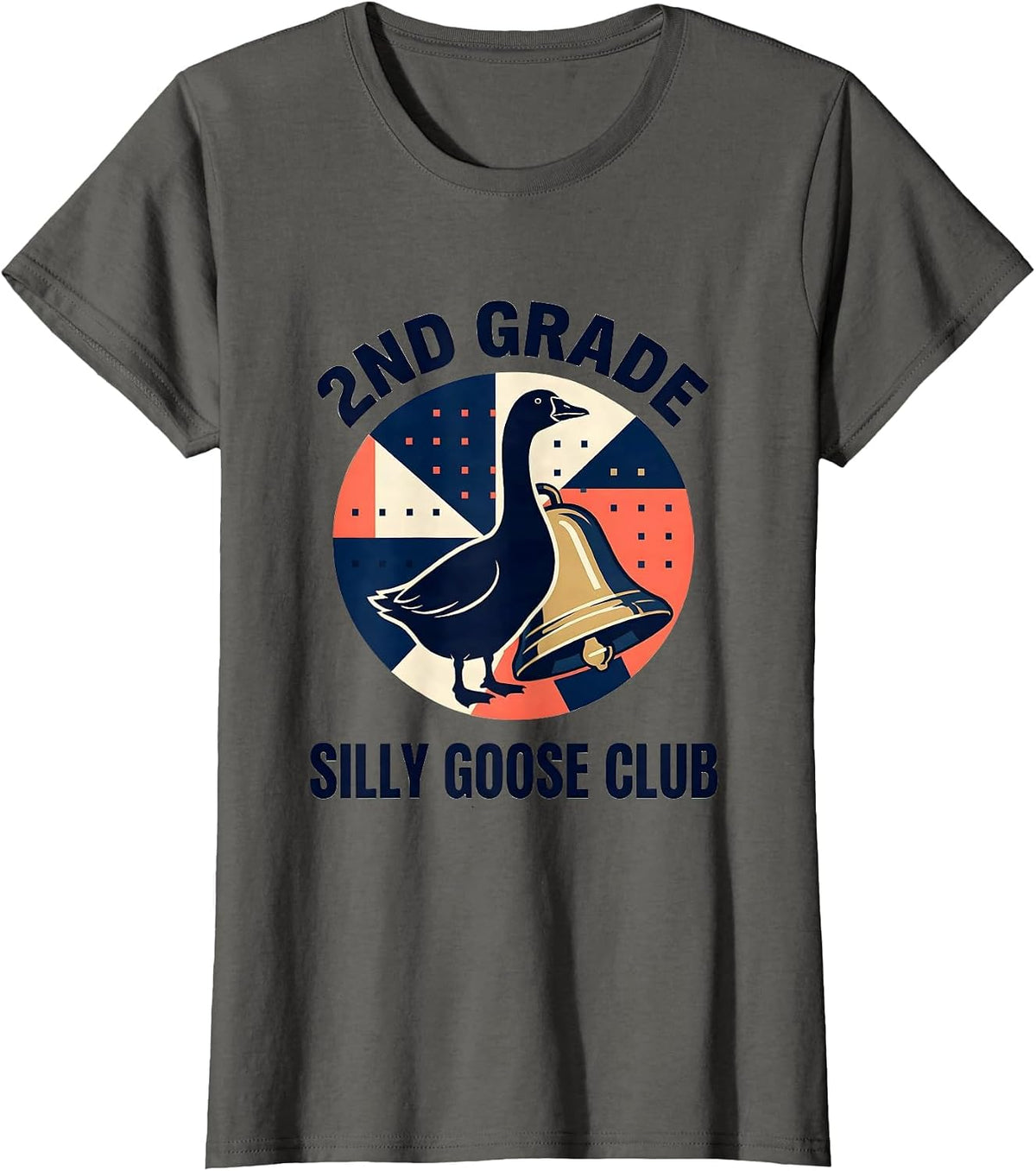 Women's 2nd Grade Silly Goose Club Funny Teacher Back To School T-Shirt - Asphalt Grey