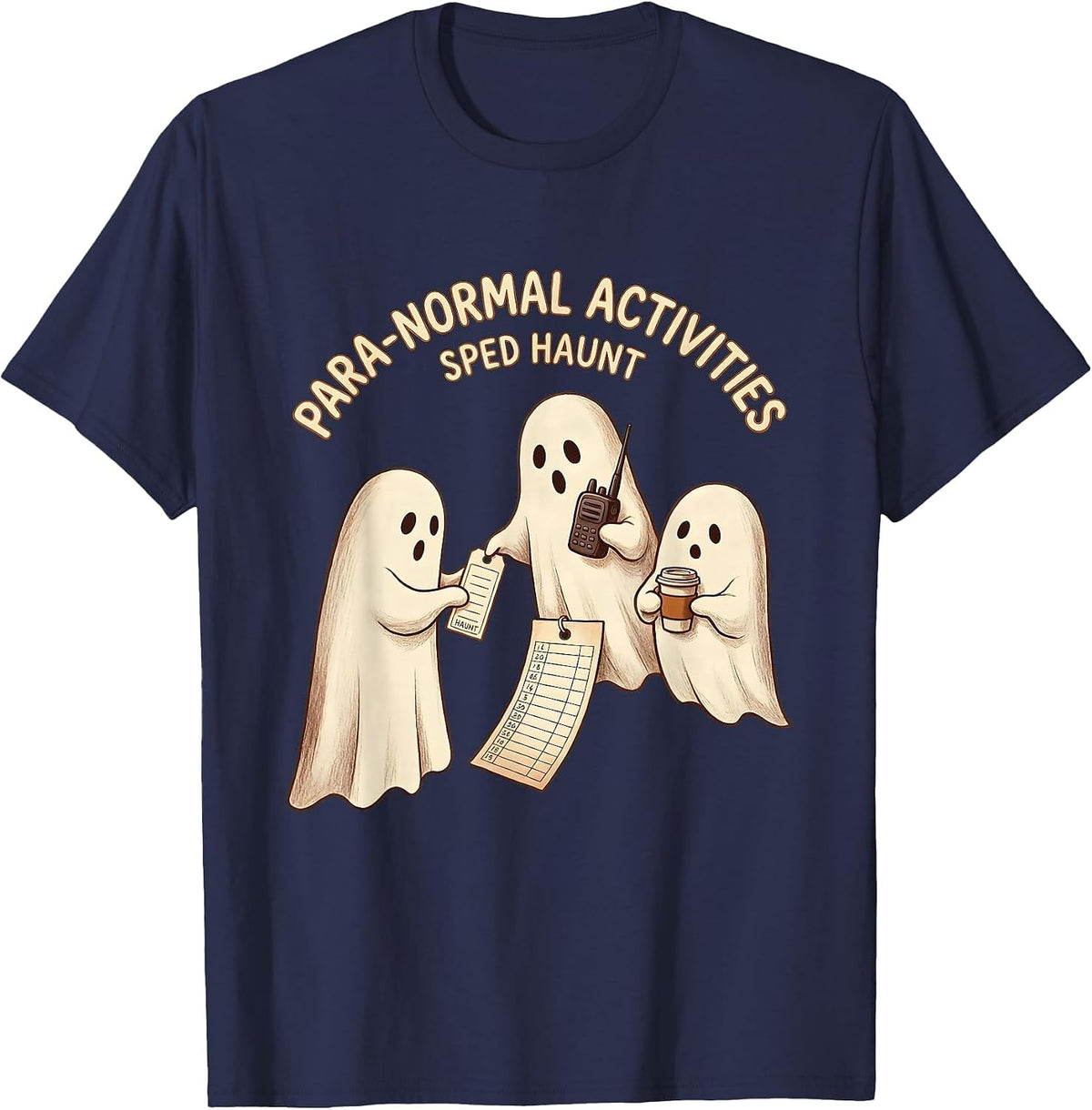 Para-Normal Activities SPED Haunt Ghost Teacher Halloween T-Shirt - Navy Blue