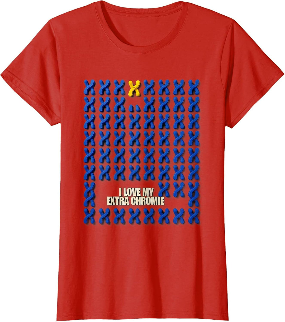 I Love My Extra Chromie Funny Down Syndrome Awareness Family T-Shirt - Red