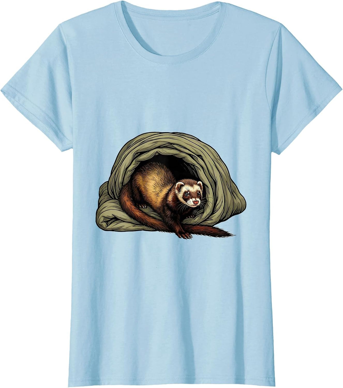 Women's Ferret Tunnel Blanker Funny Ferret Lover Christmas T-Shirt - Baby Blue