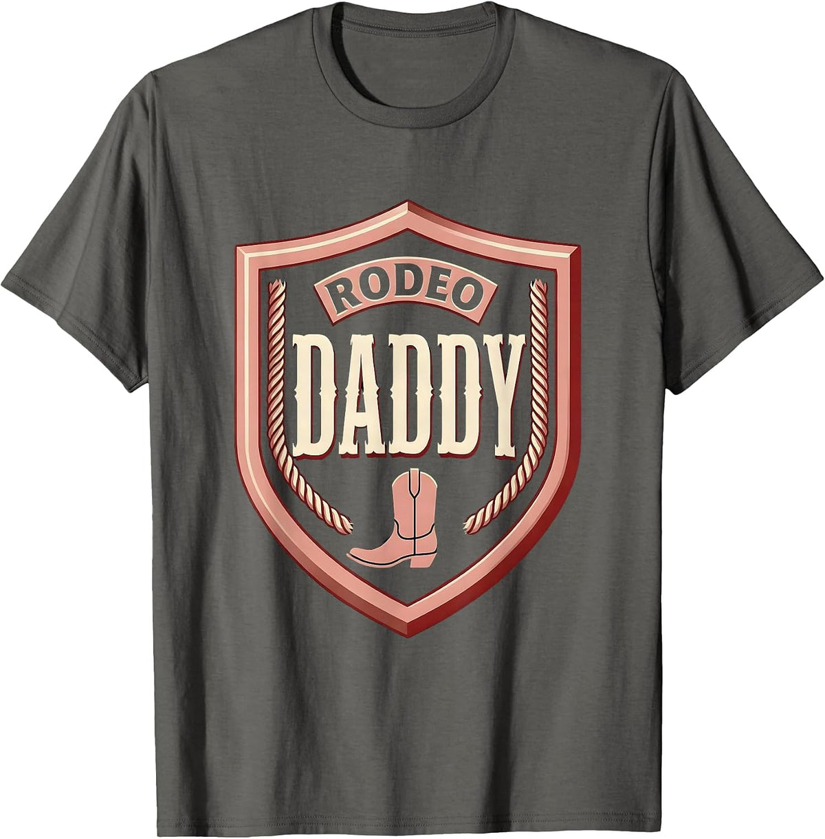 Rodeo Daddy Pink Boots Coquette CowGirl Birthday Party T-Shirt - Asphalt Grey