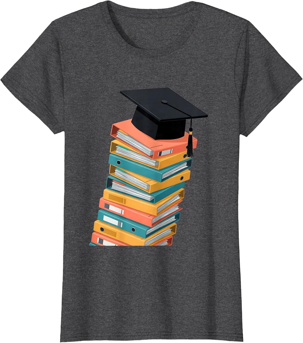 Women's Sped Teacher Graduation Cap IEP Stack Gift T-Shirt - Dark Heather Grey