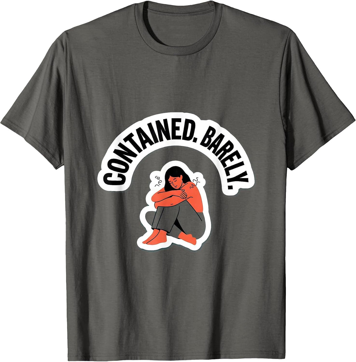 Men's Contained Barely Funny Mental Health Counselor Therapist T-Shirt - Asphalt Grey