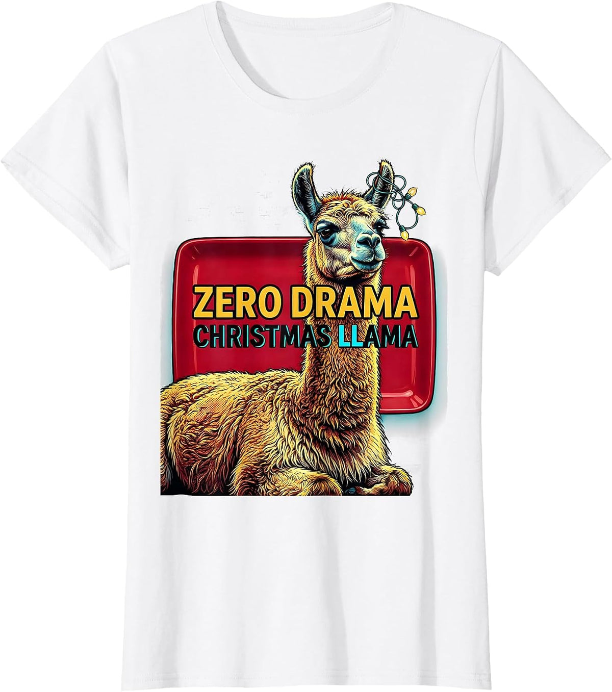 Zero Drama Christmas Llama Funny Alpaca Lover Gift T-Shirt - White
