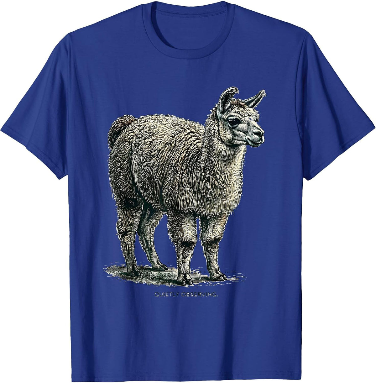 Quietly Observing Llama Alpaca Funny Animal Lover Humor T-Shirt - Royal Blue